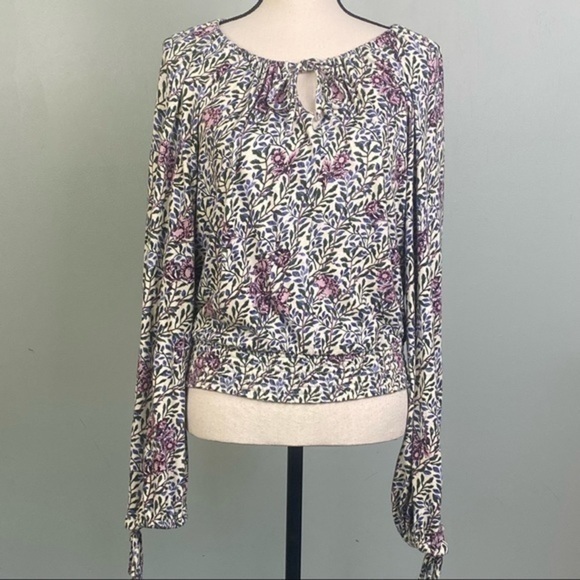 Lucky Brand flowers and vines elastic waist blouse in size Small. EUC - Picture 3 of 11